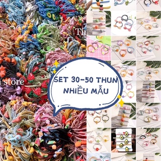 Set 30-50 sợi thun cột tóc nhiều mẫu cute, mix mẫu có tâm đủ mẫu đủ màu