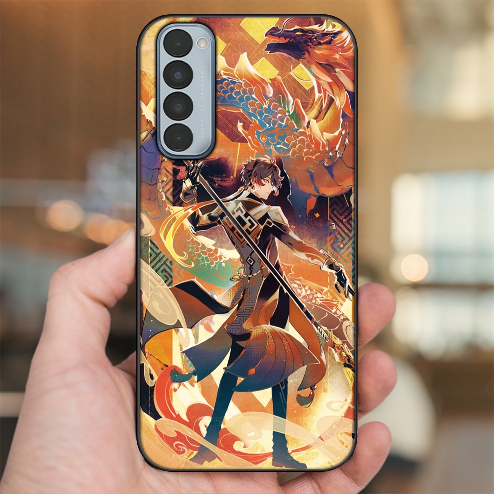 Ốp lưng Oppo Reno 4 Pro viền đen in hình Zhongli Genshin Impact