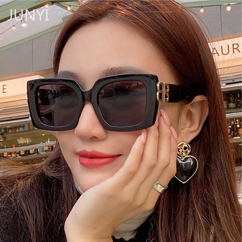 Kính mát gọng vuông chữ B phong cách retro thời trang cho nữ