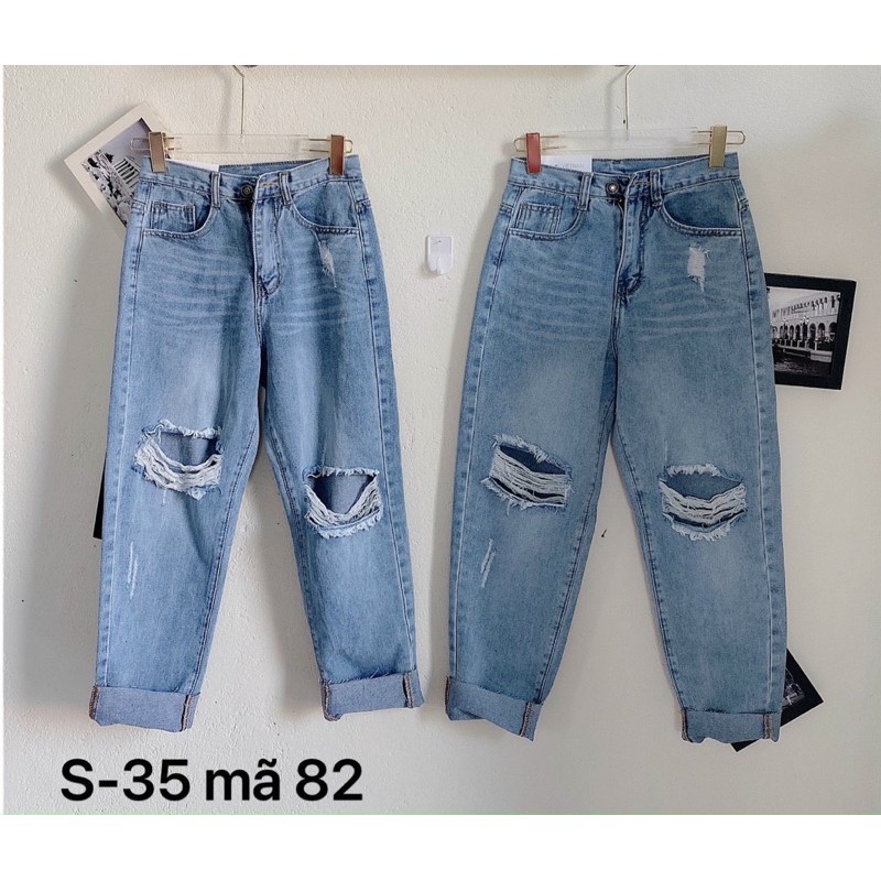 Quần jean baggy nữ ✈️ FREESHIP ✈️ Quần jean baggy nữ rách lưng cao size đại từ 40kg đến 80kg MS82 bigsize 2KJean