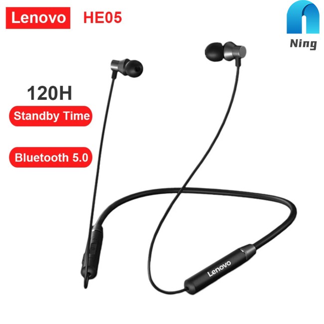 Tai nghe đeo cổ không dây bluetooth 5.0 âm thanh nổi từ tính ipx5 chống nước Lenovo he05