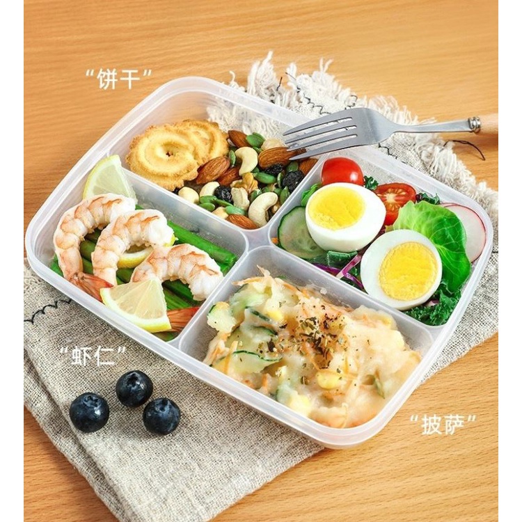 Hộp Đựng Thực Phẩm Chia 4 Ngăn Nắp Dẻo