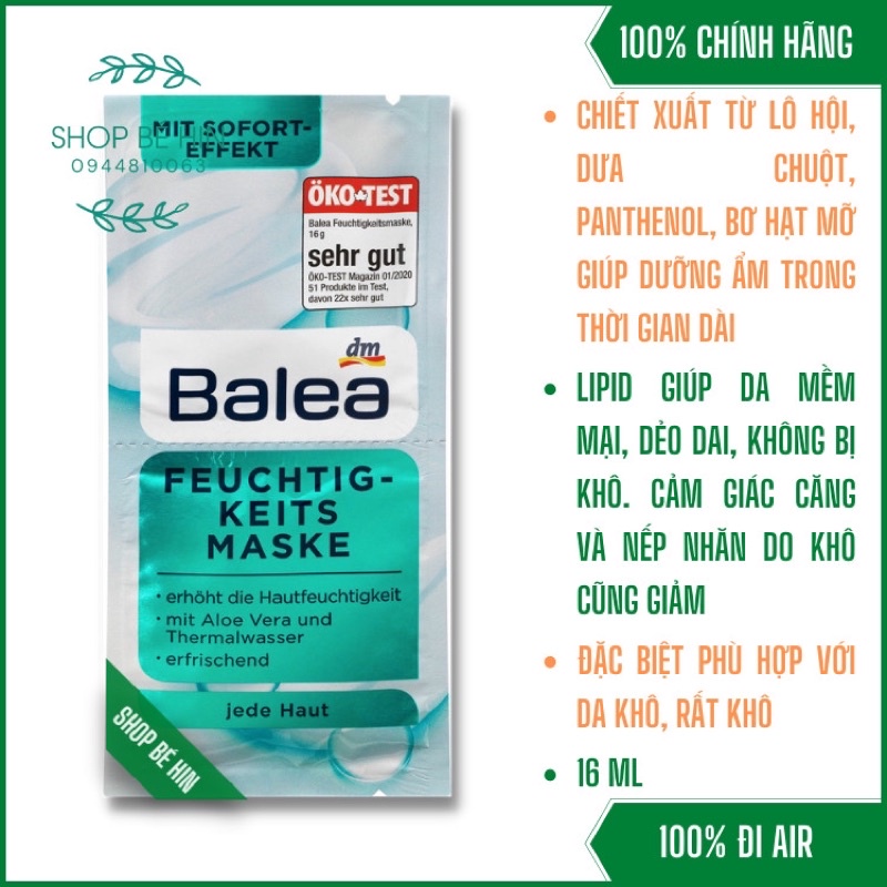 Mặt nạ dưỡng da BALEA dưỡng ẩm chuyên sâu, sáng da, chống lão hoá, Hàng Đức chính hãng