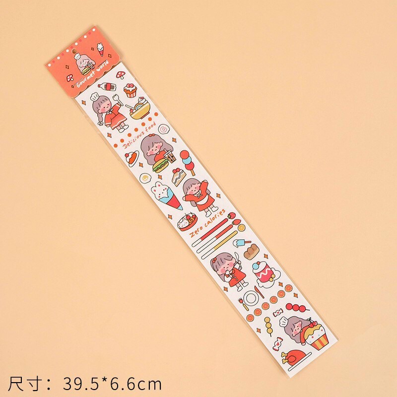 MIẾNG DÁN STICKER WASHI DÁNG DÀI HOẠ TIẾT CÔ GÁI