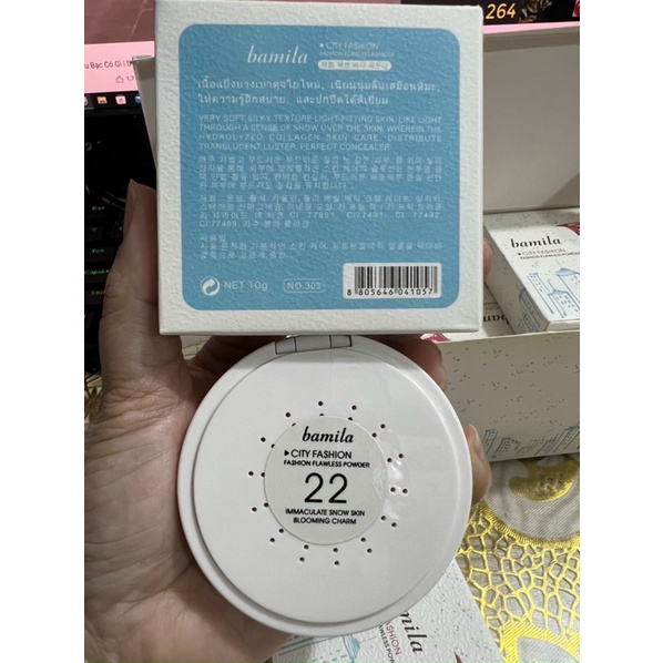 Phấn nền siêu mịn lâu trôi Bamila City giàu ẩm cả ngày, có bông tán, gương Hàn Quốc