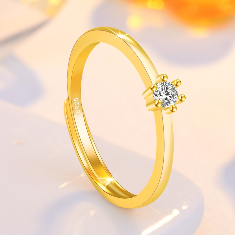 925 sterling silver ring with artificial diamonds simple fashion for women