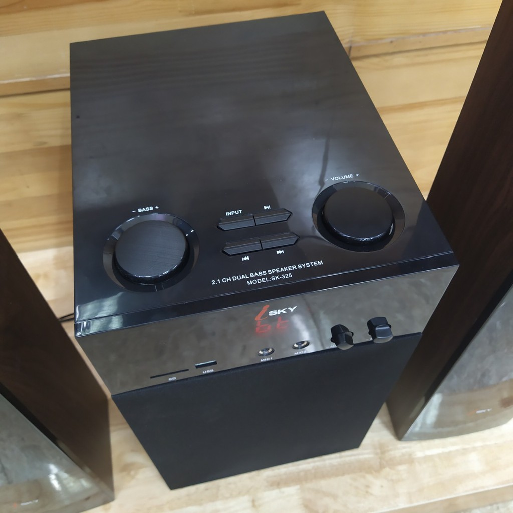 Loa để kệ tivi Isky SKN325, loa vi tính SKN 325, loa vân gỗ, tích hợp bluetooth, tặng kèm mic để hát karaoke