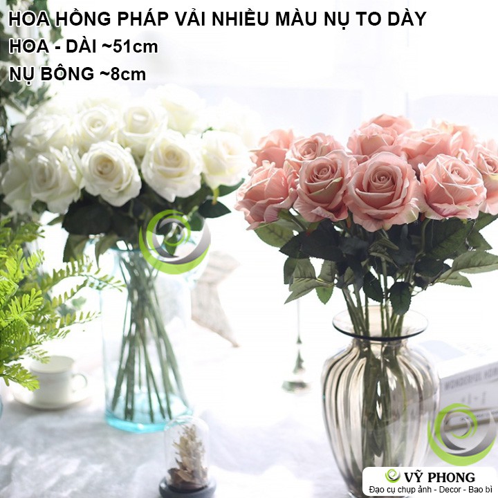 HOA HỒNG VẢI PHÁP NHIỀU MÀU LIVING ART NORDIC BẮC ÂU TRANG TRÍ CHỤP HÌNH ĐẠO CỤ CHỤP ẢNH SẢN PHẨM INS HOA-02~03k