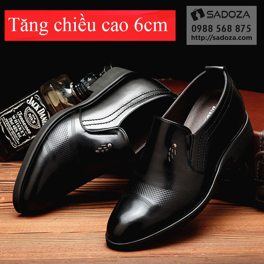 Giày lười nam tăng chiều cao 6cm da trơn cao cấp GD45 | BigBuy360 - bigbuy360.vn