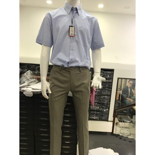 Áo sơ mi xanh biển ngắn tay hiệu Việt Long