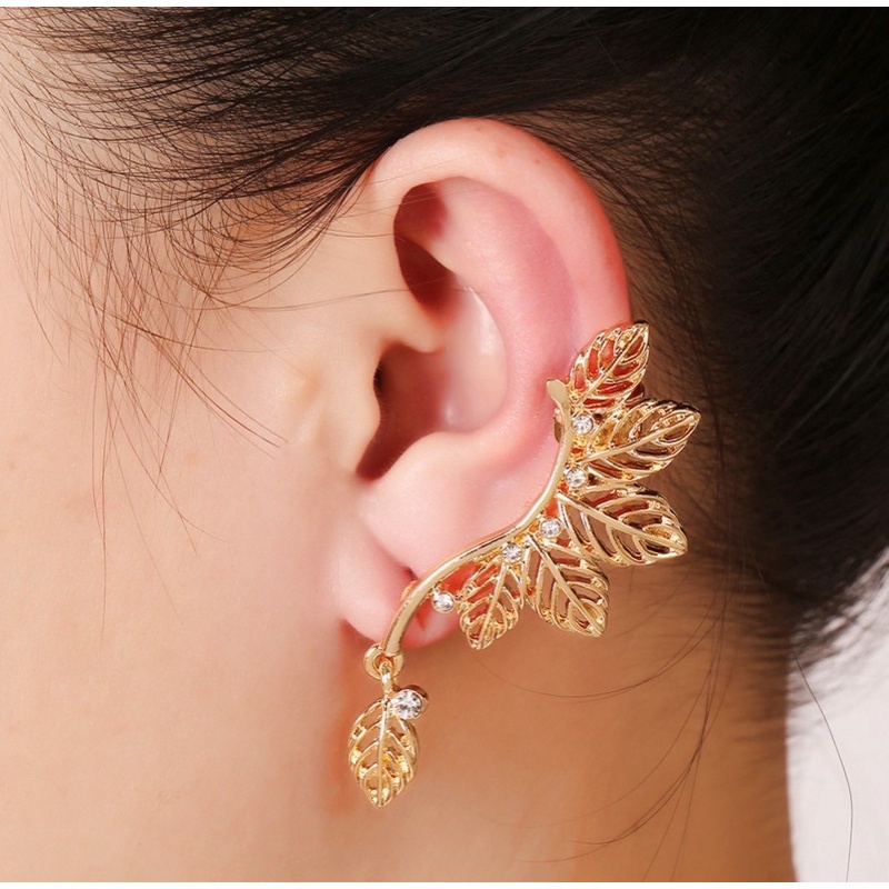 bông tai khuyên tai kẹp vành chiếc lá cá tính