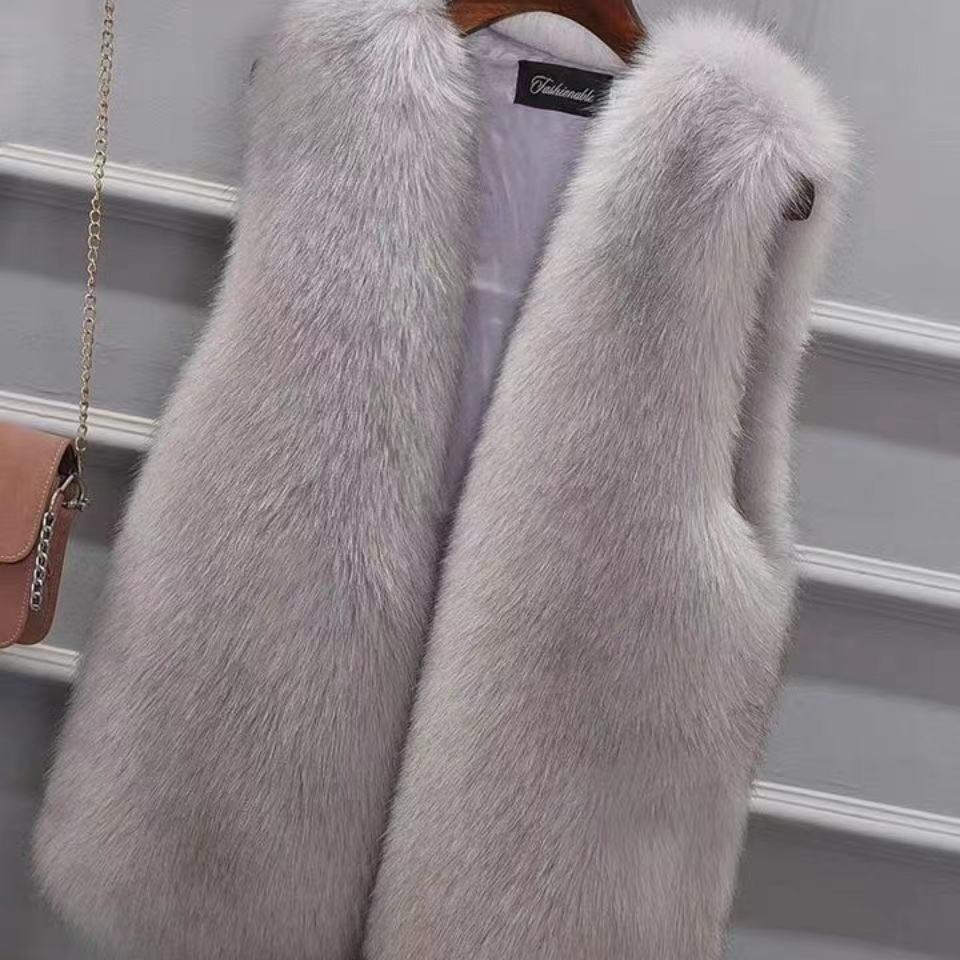 Áo vest ngắn dáng ôm phối lông thỏ thời trang thu đông Hàn Quốc mới 2021