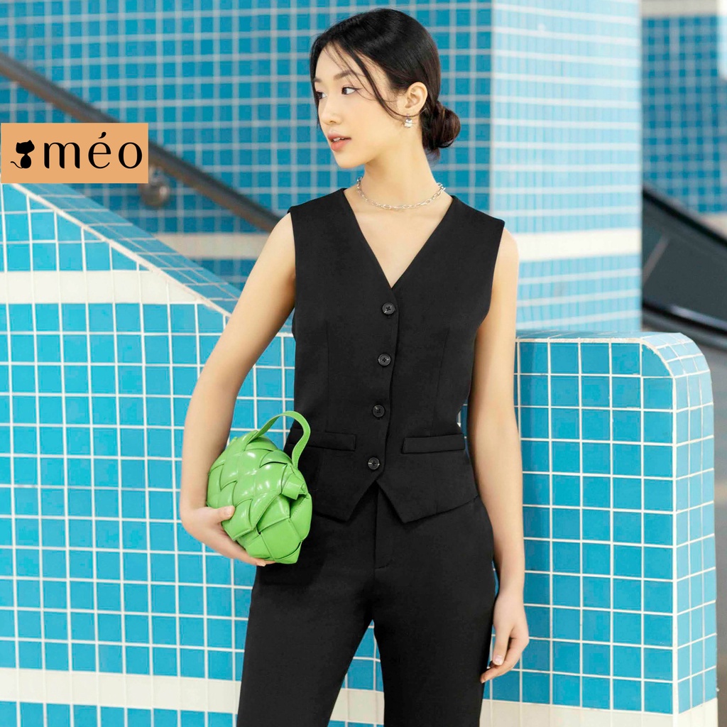 Áo blazer nữ Méo shop dáng ngắn không tay Lio