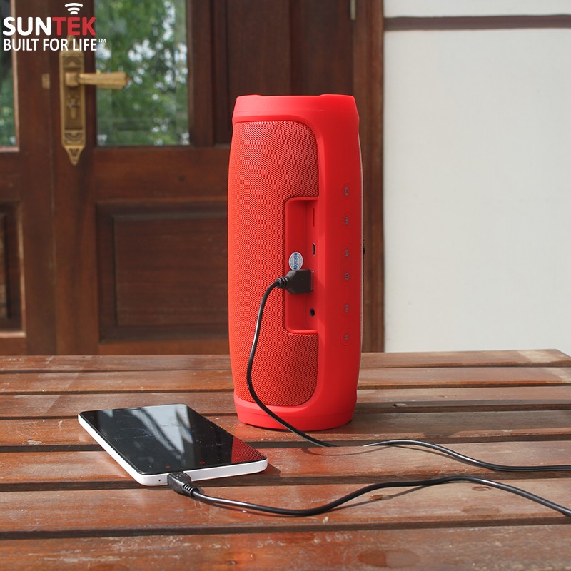 [XẢ KHO] Loa Bluetooth Không Dây SUNTEK H14 (Đỏ) - Công suất 8W với 2 loa chính và 1 loa Bass Passive Radiator
