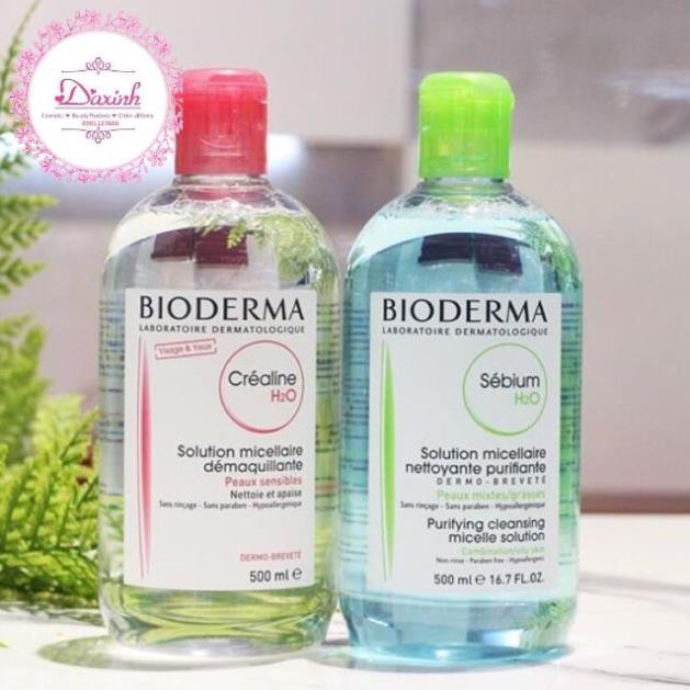 [Chính Hãng] Nước Tẩy Trang Pháp Bioderma H2O 500ml (Créaline Nắp Hồng, Sébium Nắp Xanh)