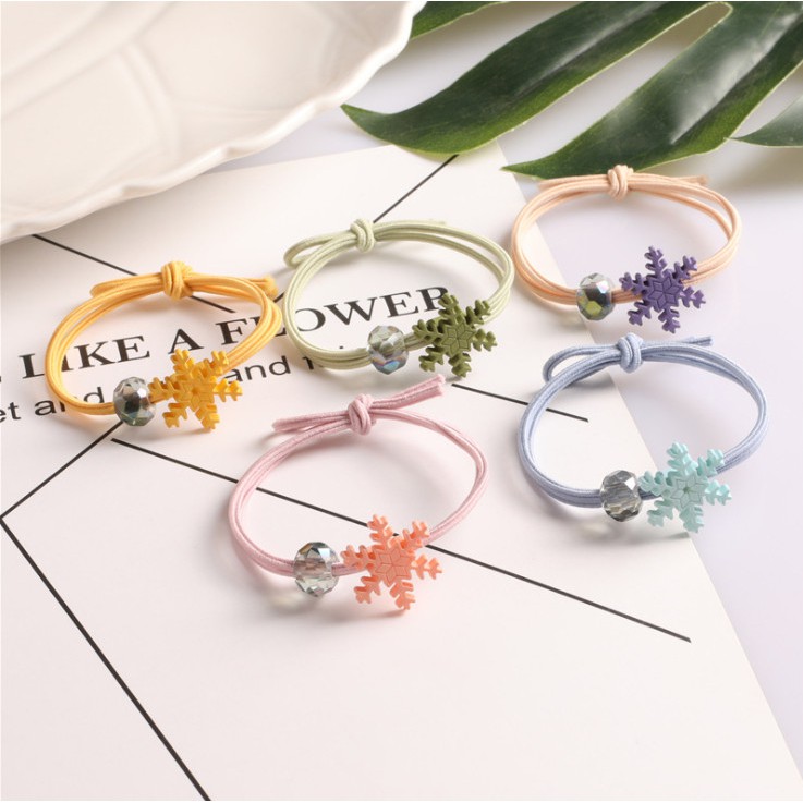 Combo 10 - Dây Thun Cột Tóc Hình Hoa Tuyết - Cột Tóc Hoa Tuyết Xinh Xắn