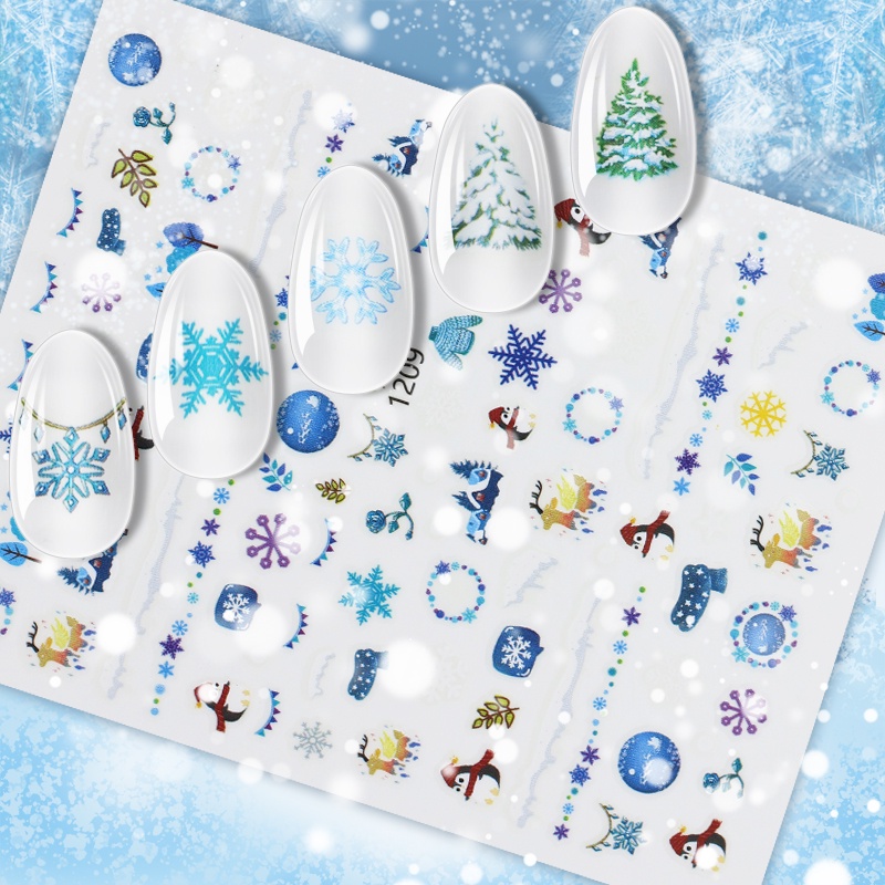 1 Tấm Sticker Dán Móng Tay Hình Ông Già Noel