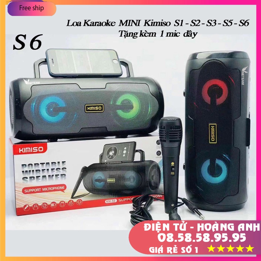 Loa Karaoke Bluetooth Mini KIMISO S6 (S2 - S3 - S5 - S1 - Tặng 1 mic dây)