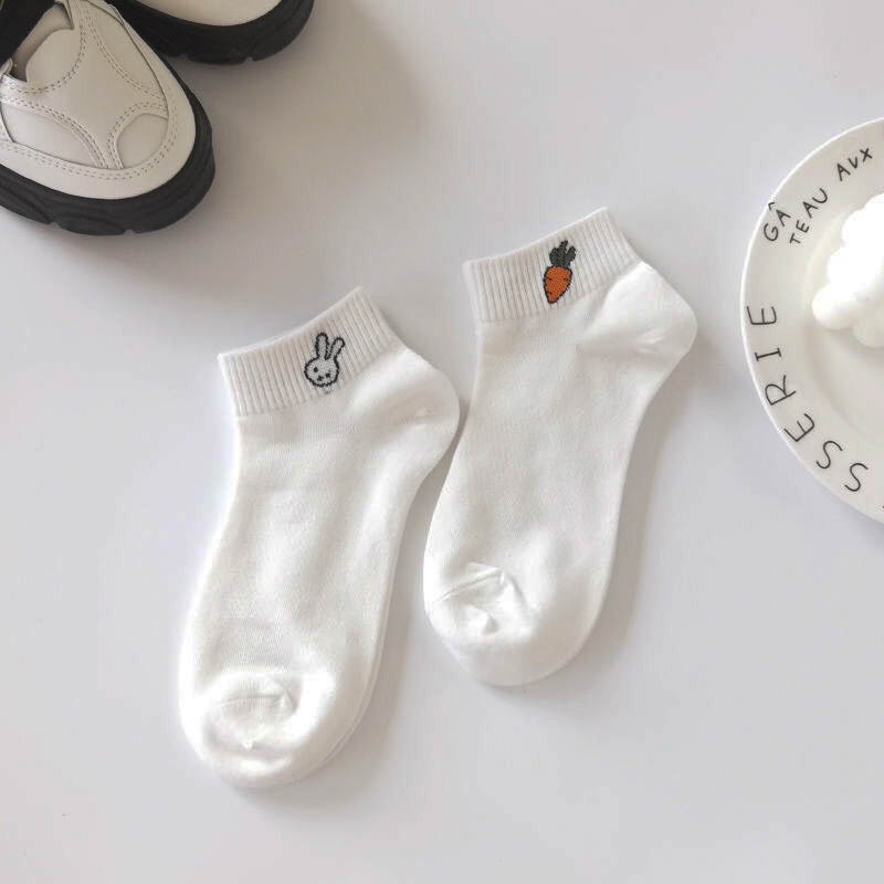 Tất cổ ngắn nữ họa tiết dễ thương, set 5 đôi tất vớ chất vải cotton chống hôi chân - Hot store