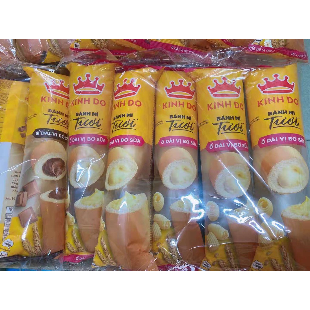 Combo 5 bánh mì kinh đô,bánh mì tươi,bánh mì ngọt,bánh mì ổ dài đủ vị nhân bơ sữa ,socola, môn