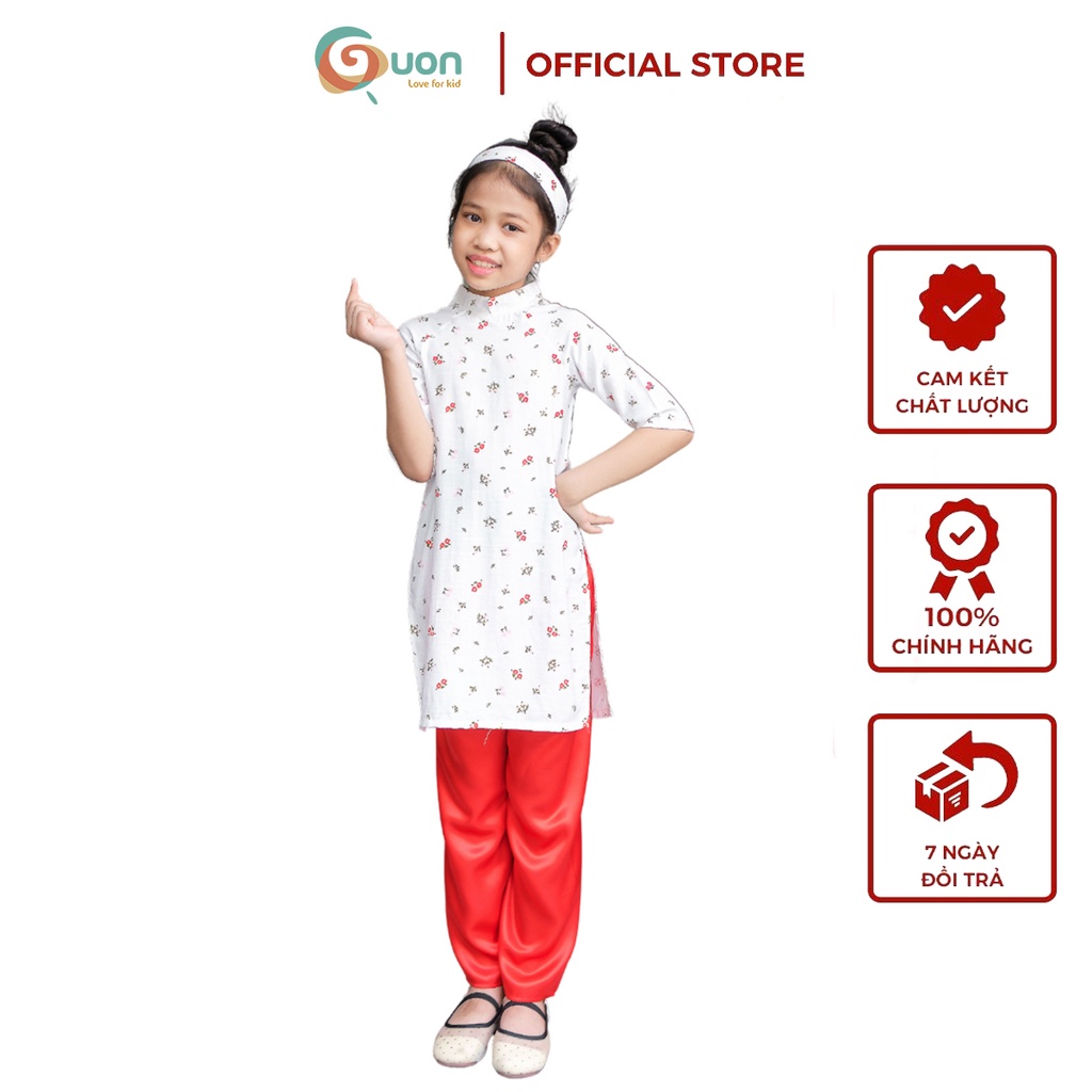 Set áo dài cổ cao cho bé gái từ 11 - 41kg - GUON