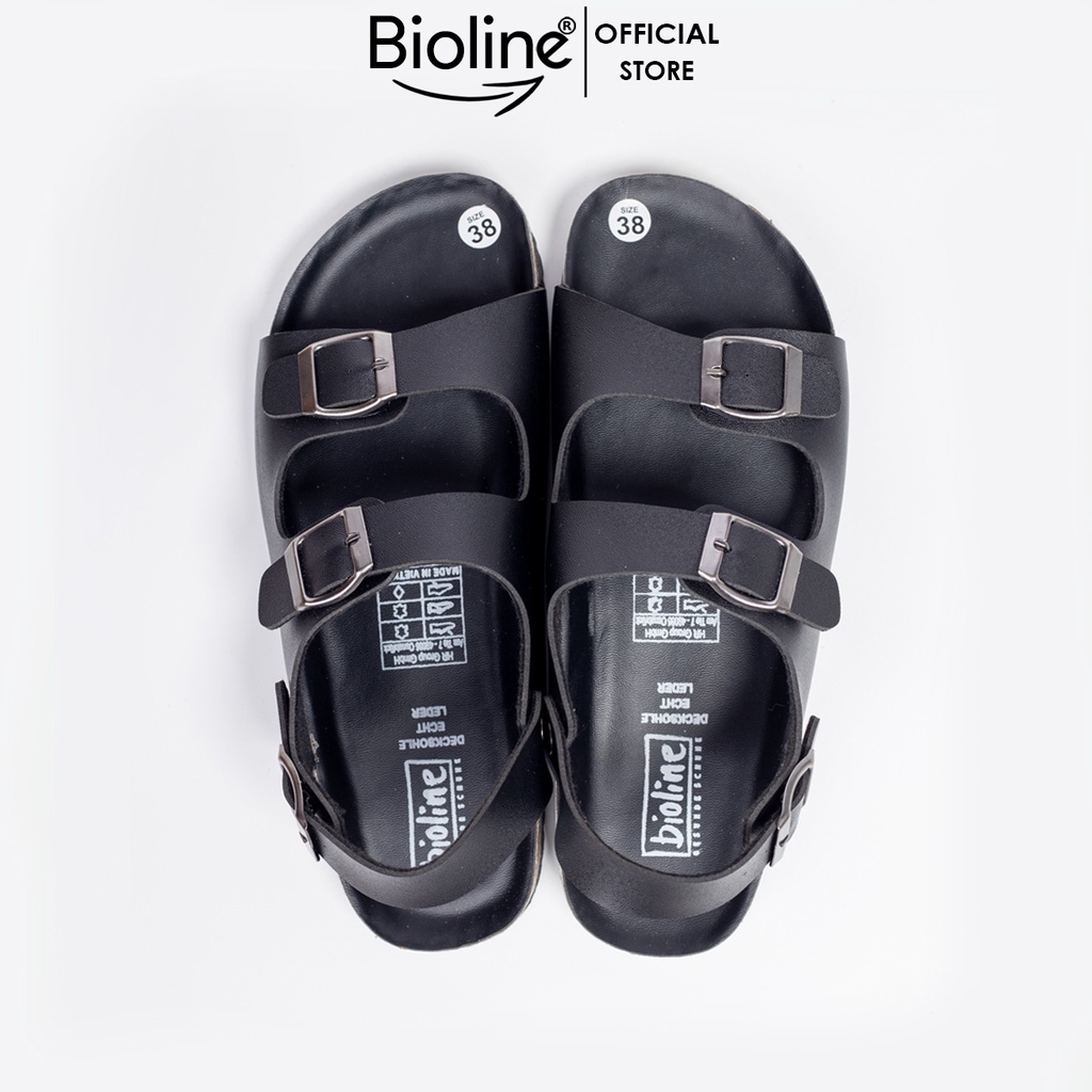 Sandals birken da PU cao cấp quai ngang sandals đế trấu thời trang unisex chính hãng Bioline