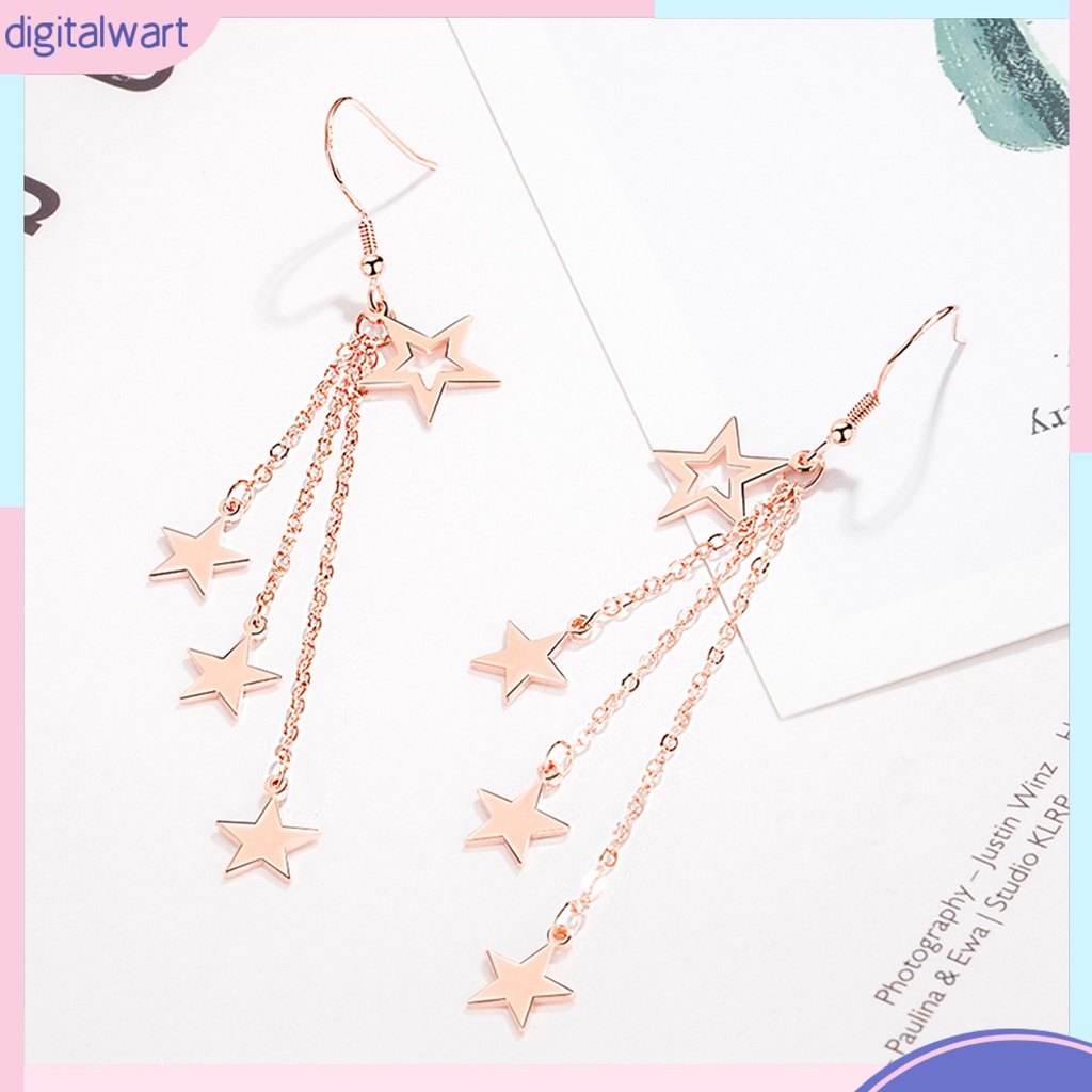 Đôi Khuyên Tai Dài Hình Ngôi Sao Lấp Lánh Thời Trang Cho Nữ