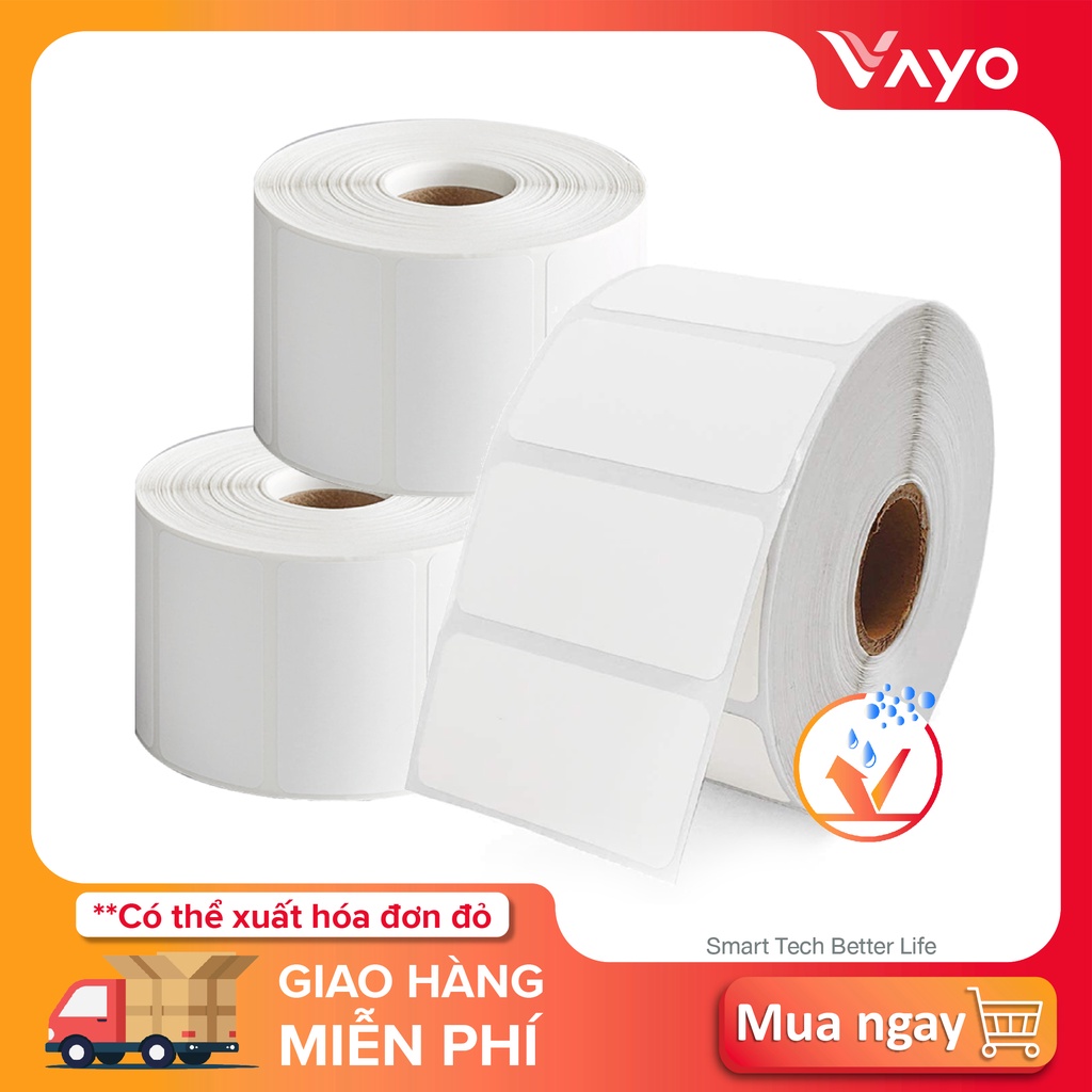 Tem nhiệt tự dính 50x30mm, 30m, tem trà sữa, decal nhiệt bán chạy số #1 tại Thái Lan