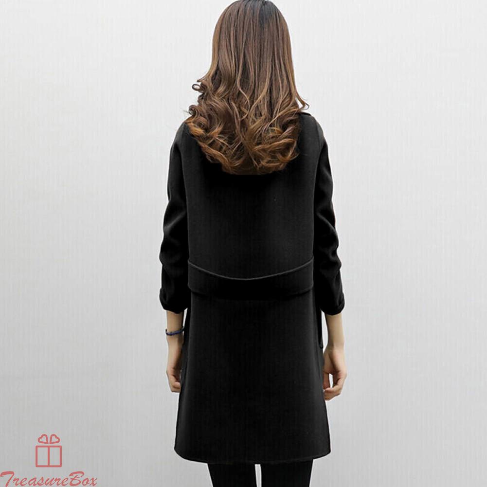 1 X Ladies Overcoat Woolen Trench Coat Winter Womens Long Warm-Jacket Outwear ~