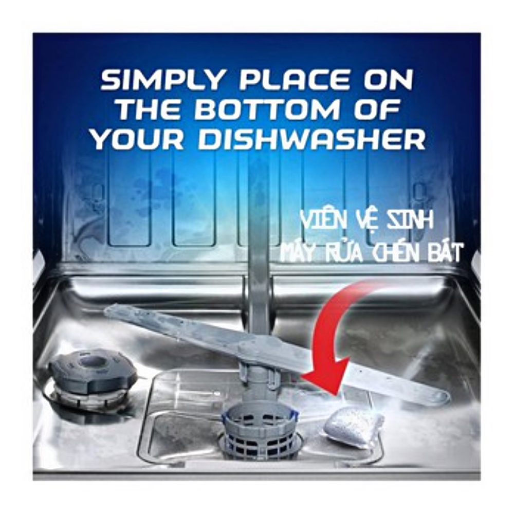 Combo vệ sinh máy rửa bát Finish Vỉ 3 viên+Treo Khử mùi máy, dùng vệ sinh làm sạch máy rửa bát.