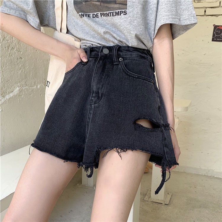 Quần Short Denim Lưng Cao Ống Rộng Thời Trang Mùa Hè Cho Nữ