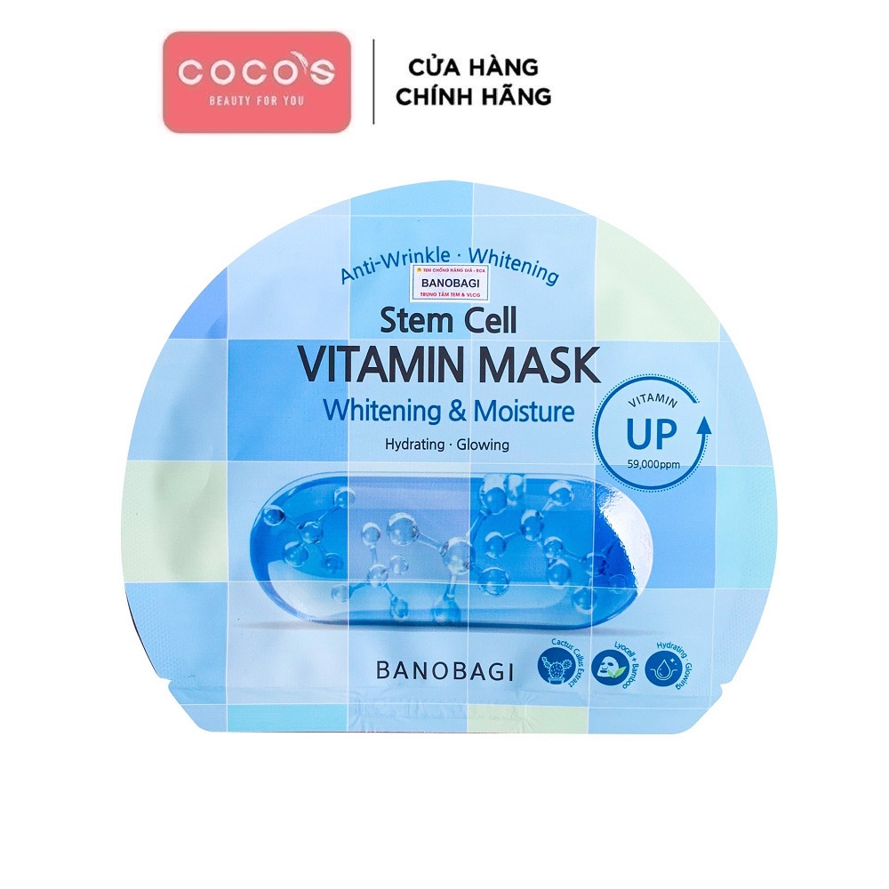 Combo Mix 5 Mặt Nạ Giấy Dưỡng Ẩm Trắng Da Banobagi Stem Cell Vitamin Mask 30ml - [5 MÀU CARO]