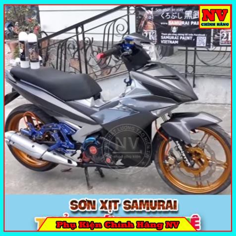 Chai sơn xịt sơn xe máy Samurai K414 màu xám đen kim loại Kawasaki