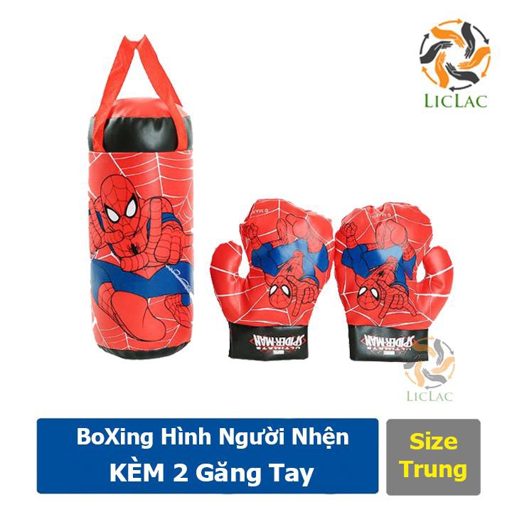 Bộ đồ chơi Túi Đấm Boxing hình Người Nhện Spider Man làm bằng chất liệu da mềm và bông gòn an toàn cho bé