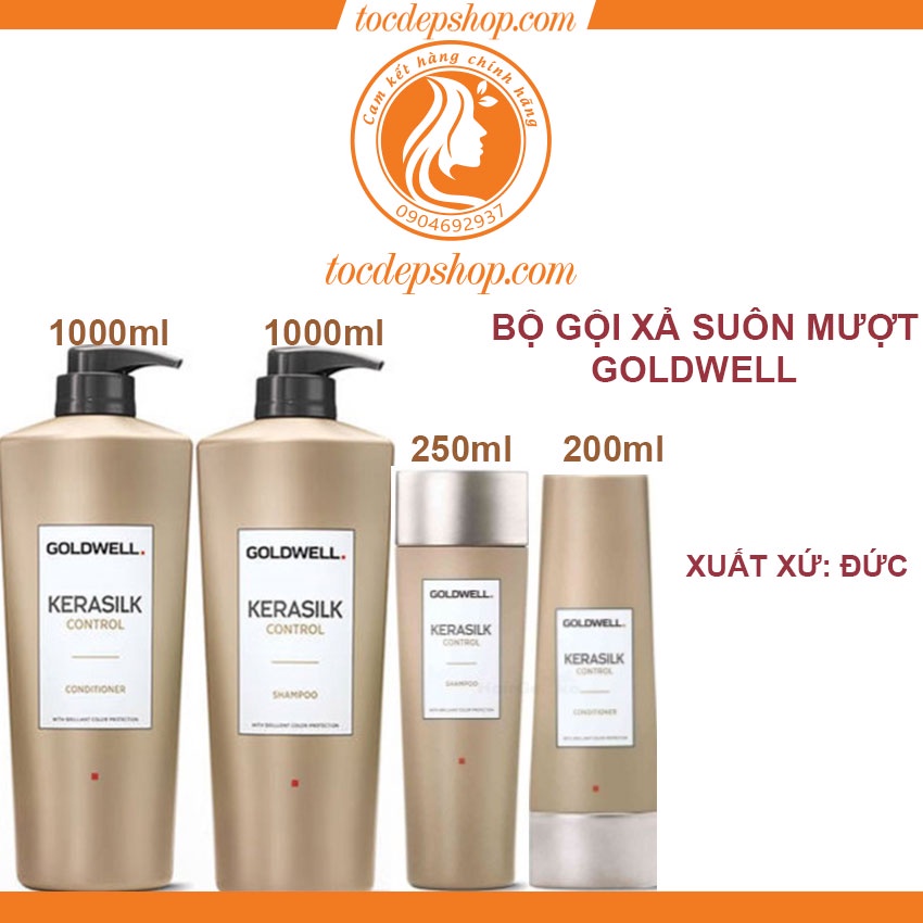 Bộ gội xả suôn mượt dành cho tóc xơ rối khó vào nếp Goldwell Kerasilk