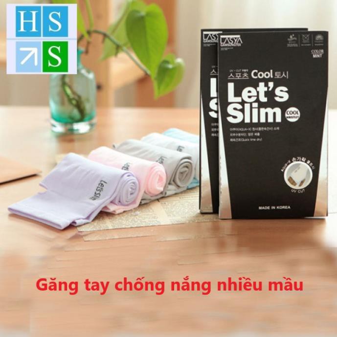 Đôi Găng tay chống nắng xỏ ngón Hàn Quốc Let's Slim Aqua (Nhiều mầu) - Chống tia UV , vải dầy dặn - NPP HS Shop