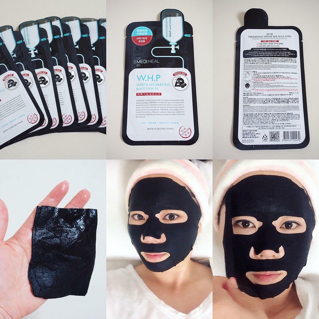 Mặt nạ dưỡng sáng da than hoạt tính Mediheal W.H.P White Hydrating Black  Mask EX. | Shopee Việt Nam