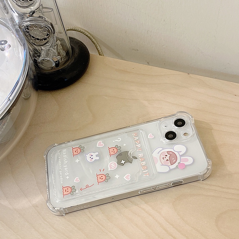 Ốp lưng iphone ốp Điện Thoại Họa Tiết Hoạt Hình Chú Thỏ Kèm Ngăn Đựng Thẻ Cho iPhone 14 13 12 11 PROMAX XS XR XSMAX SE2020 6 7 8P