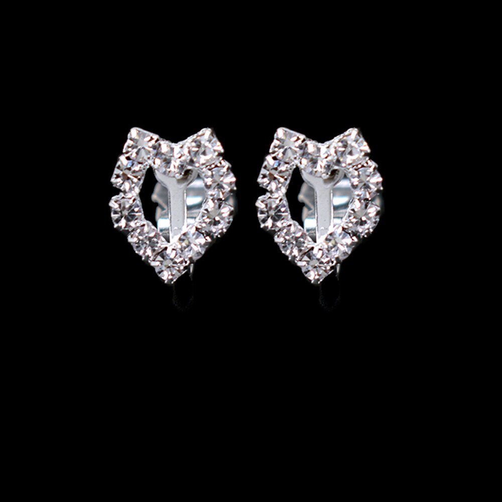 Bông tai hình trái tim pha lê không cần xỏ lỗ thời trang năm mới