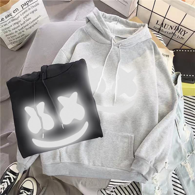 Áo nỉ hoodie phản quang nam nữ DJ MarshMello chất nỉ bông dày ấm mềm mịn dáng rộng thoải mái