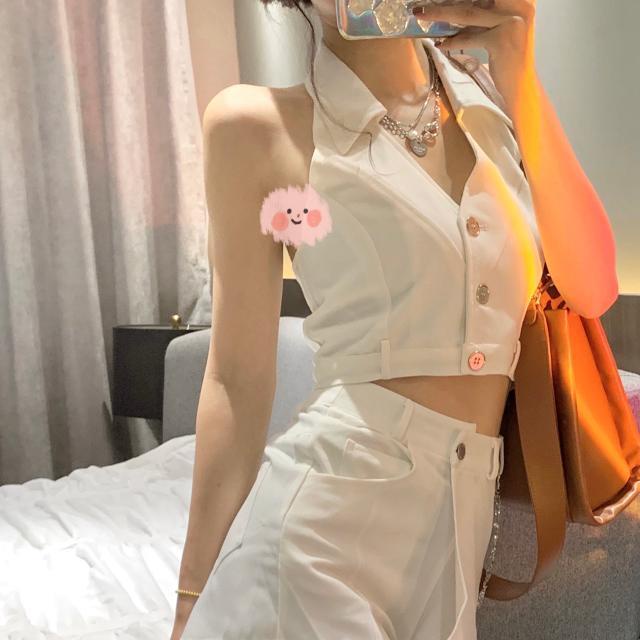 Set Áo Yếm Cổ Chữ V + Quần Culottes Ngắn Thời Trang Nữ