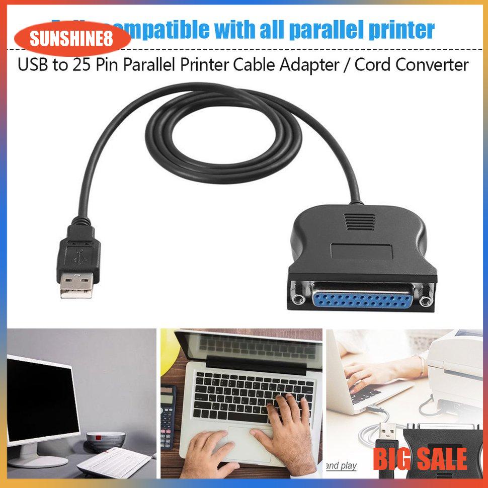 【SUN】[NEW]Black USB to 25 Pin DB25 Parallel Printer Cable Adapter Cord Converter
