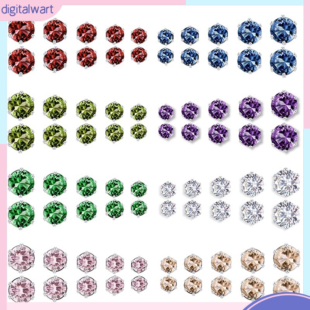 Dgggg Dgg✌❤ Set 12 Đôi Bông Tai Đính Đá Thời Trang Cho Nữ