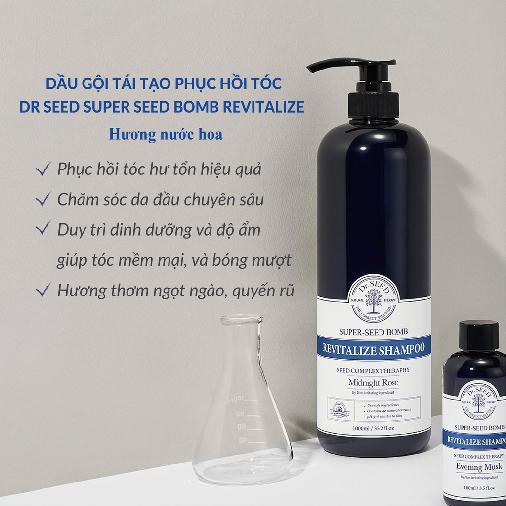 Dầu Gội Phục Hồi Tóc Hư Tổn DR SEED Super Seed Bomb Revitalize Làm Sạch Da Đầu, Giảm Gãy Rụng 500ml - 1000ml