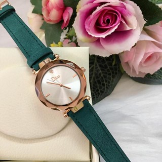 [SHOPE TRỢ GIÁ] Đồng Hồ Nữ Dây Da Xanh - Nâu