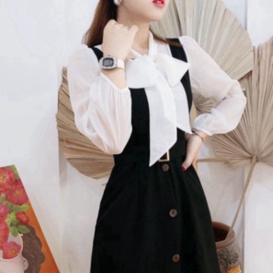 Đầm Suông Đen Tay Phối Trắng Kèm Đai, Váy Đầm Thiết Kế Chính Hãng Germeshop