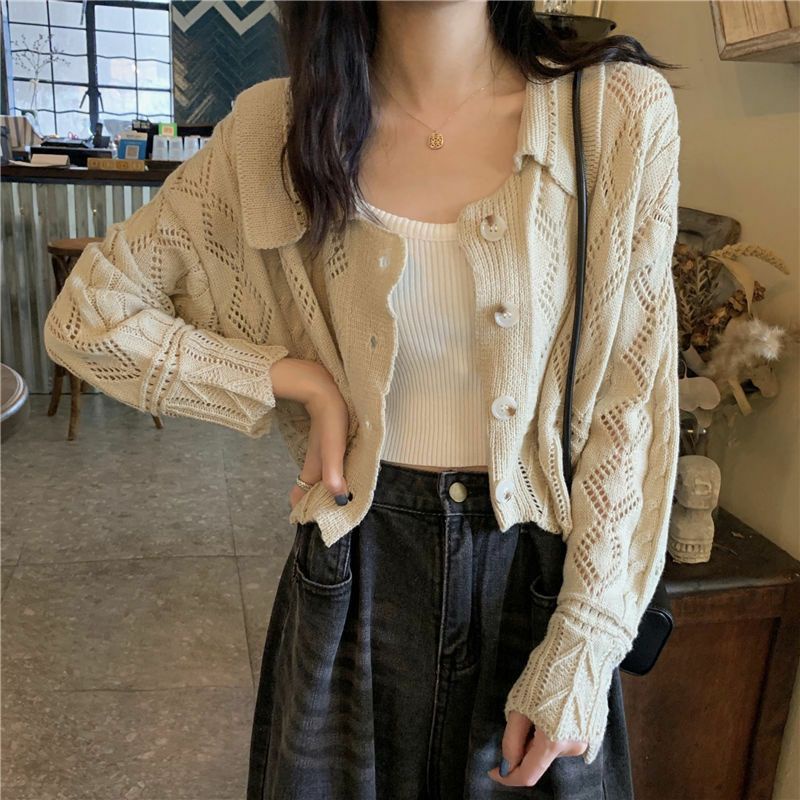 Áo Khoác Cardigan Thun Len Tay Dài Rằn Ri Ulzzang Thời Trang