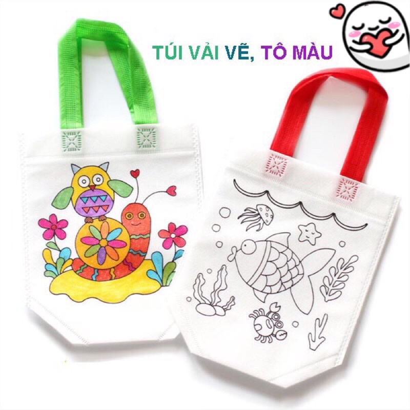 TÚI VẢI VẼ, TÔ MÀU CHO BÉ (Đã kèm màu)