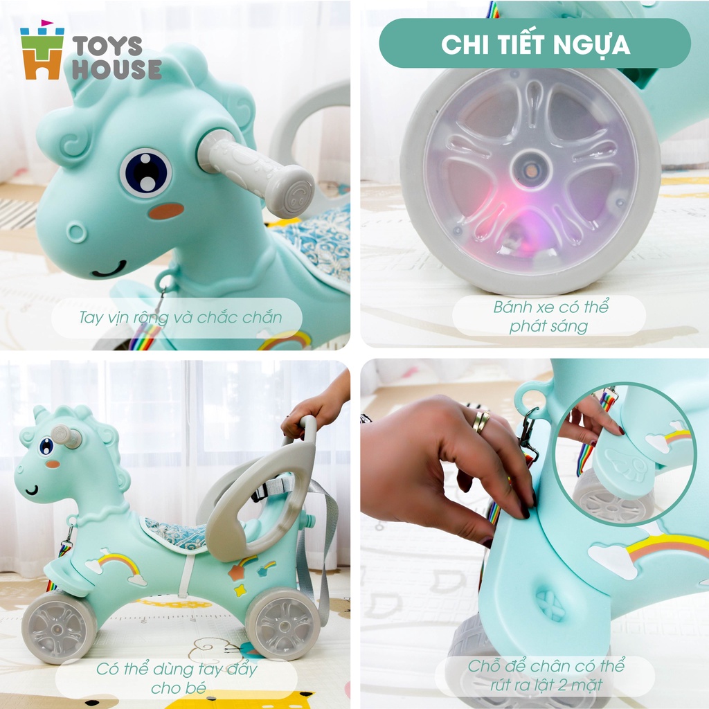 Ngựa chòi chân kèm dây kéo Toys House 9031 - đồ chơi vận động cho bé - Nhựa HDPE tự nhiên an toàn cho trẻ