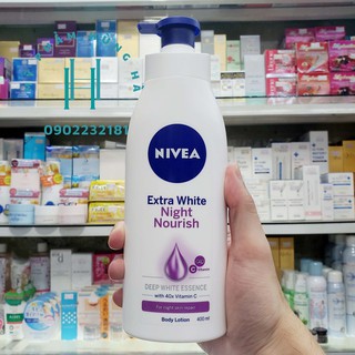 Dưỡng thể Nivea, sữa dưỡng trắng da toàn thân ban đêm, bổ sung vitamin C, Q10 & Collagen Nivea 400ml